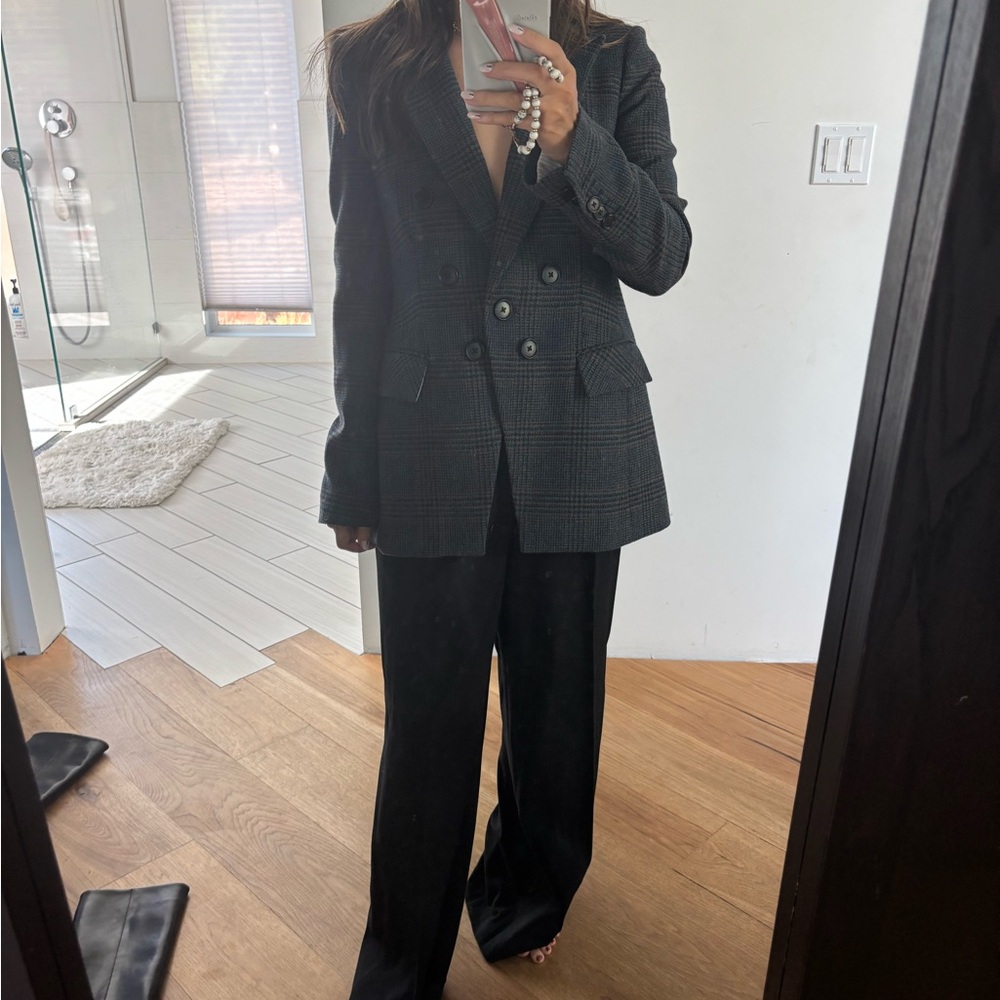Veronica Beard Dark Gray Plaid Blazer